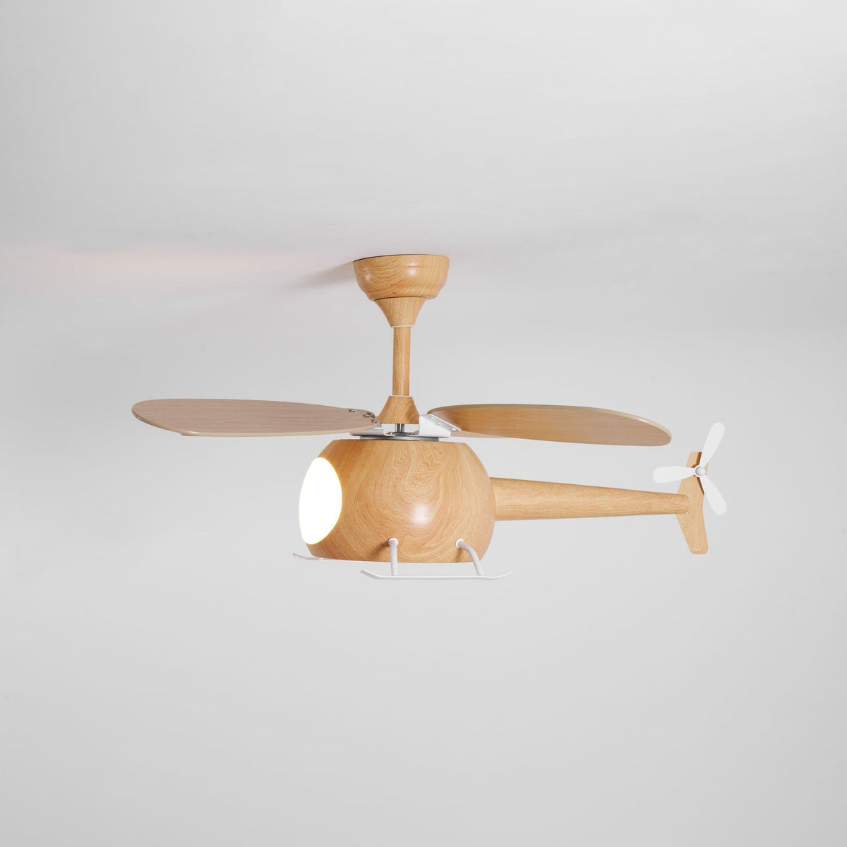 Heli Breeze Wooden Helicopter Ceiling Fan with Integrated LED Light for Kids' Rooms