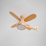 Heli Breeze Wooden Helicopter Ceiling Fan with Integrated LED Light for Kids' Rooms