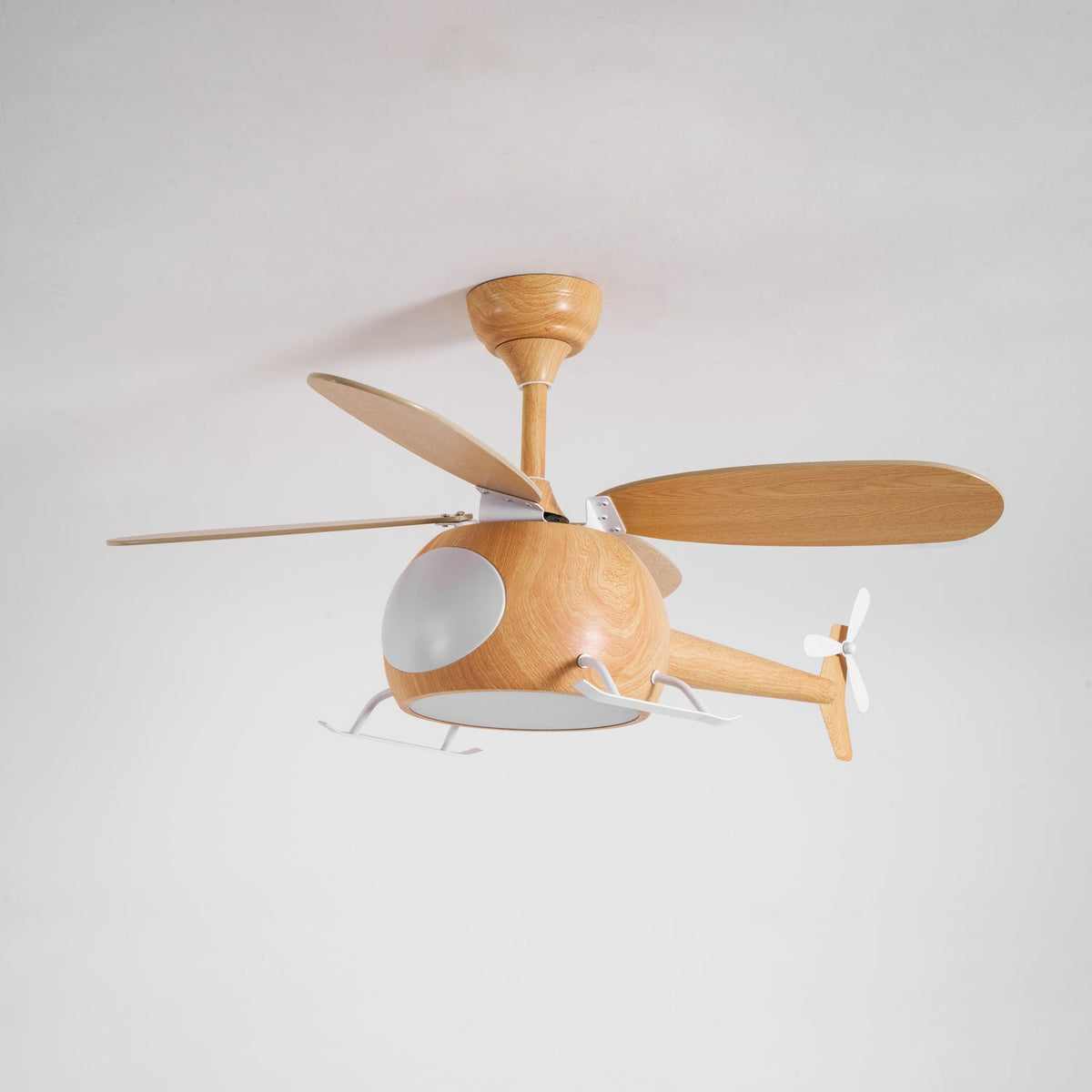 Heli Breeze Wooden Helicopter Ceiling Fan with Integrated LED Light for Kids' Rooms