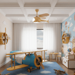Heli Breeze Wooden Helicopter Ceiling Fan with Integrated LED Light for Kids' Rooms