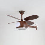 Heli Breeze Wooden Helicopter Ceiling Fan with Integrated LED Light for Kids' Rooms