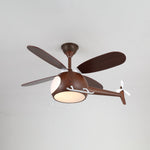 Heli Breeze Wooden Helicopter Ceiling Fan with Integrated LED Light for Kids' Rooms