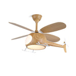 Heli Breeze Wooden Helicopter Ceiling Fan with Integrated LED Light for Kids' Rooms