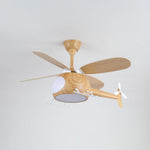 Heli Breeze Wooden Helicopter Ceiling Fan with Integrated LED Light for Kids' Rooms