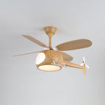 Heli Breeze Wooden Helicopter Ceiling Fan with Integrated LED Light for Kids' Rooms