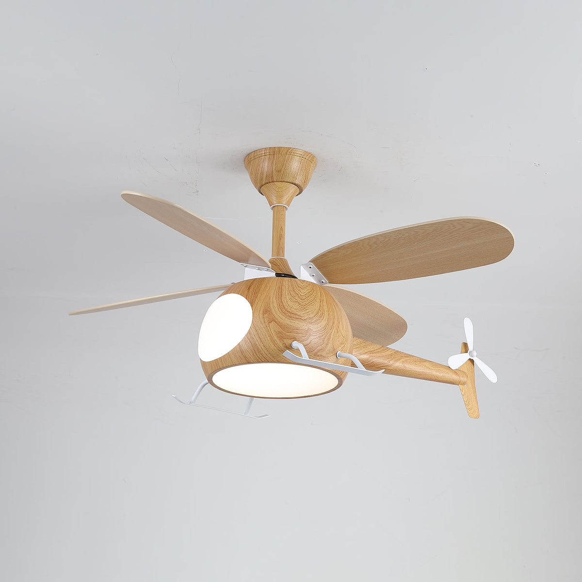 Heli Breeze Wooden Helicopter Ceiling Fan with Integrated LED Light for Kids' Rooms