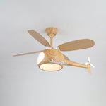 Heli Breeze Wooden Helicopter Ceiling Fan with Integrated LED Light for Kids' Rooms