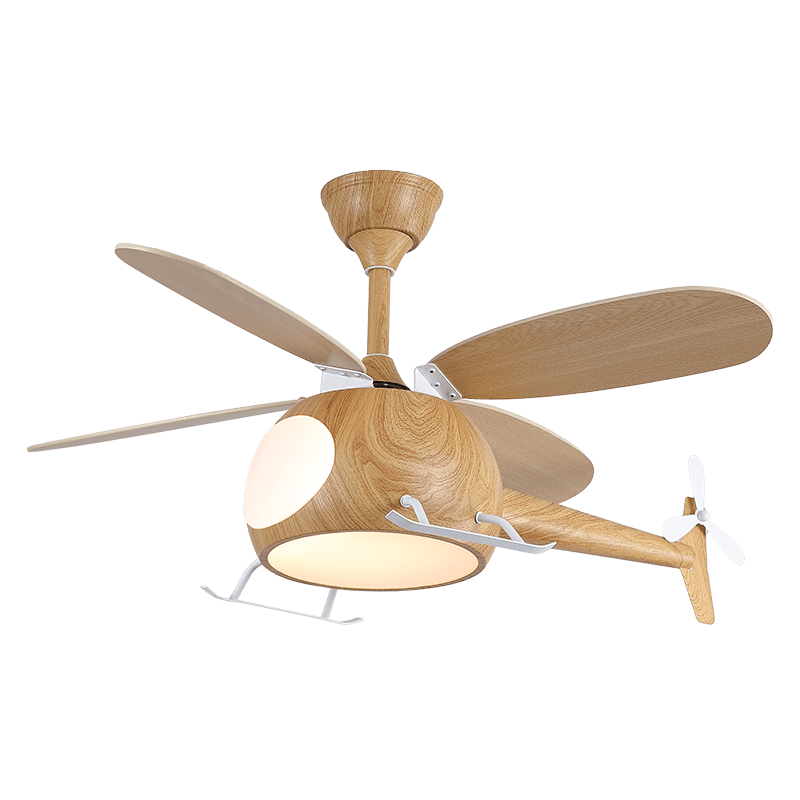 Heli Breeze Wooden Helicopter Ceiling Fan with Integrated LED Light for Kids' Rooms