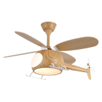 Heli Breeze Wooden Helicopter Ceiling Fan with Integrated LED Light for Kids' Rooms