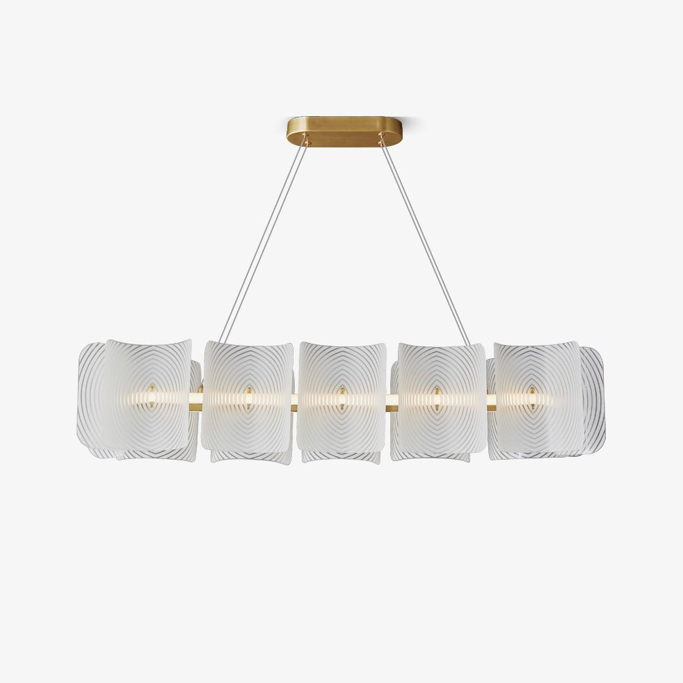 Helios Rectangular LED Pendant Light in Brass and Frosted Glass