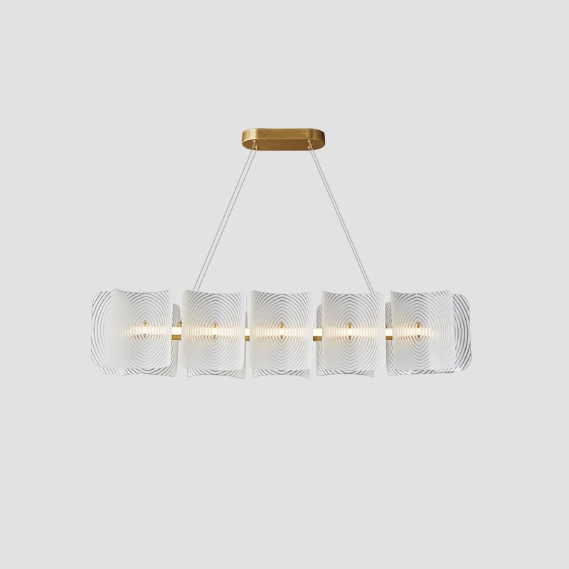 Helios Rectangular LED Pendant Light in Brass and Frosted Glass