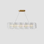 Helios Rectangular LED Pendant Light in Brass and Frosted Glass