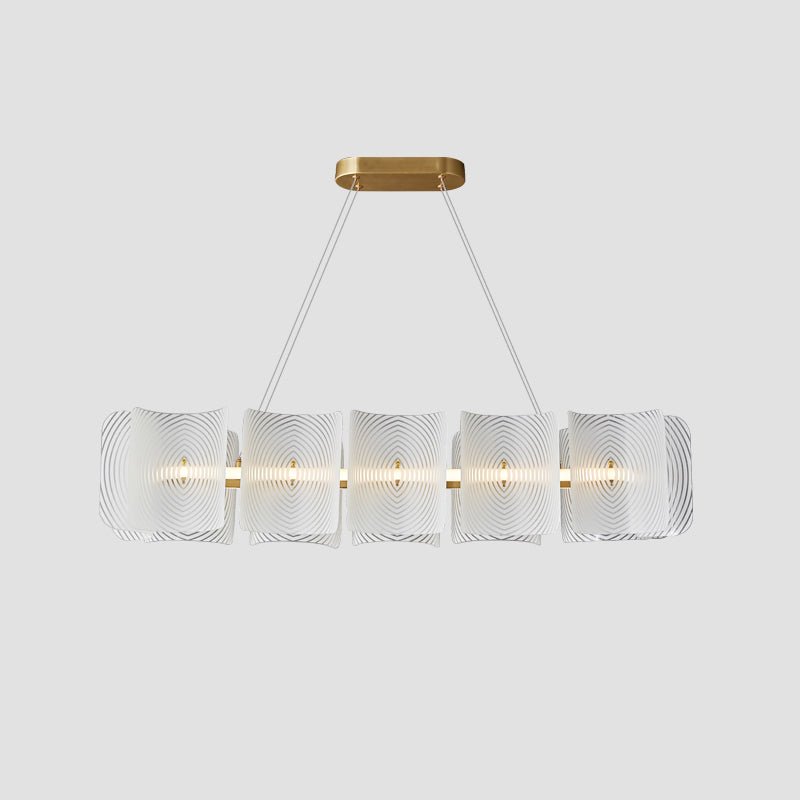 Helios Rectangular LED Pendant Light in Brass and Frosted Glass