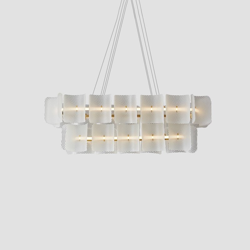 Helios Rectangular LED Pendant Light in Brass and Frosted Glass