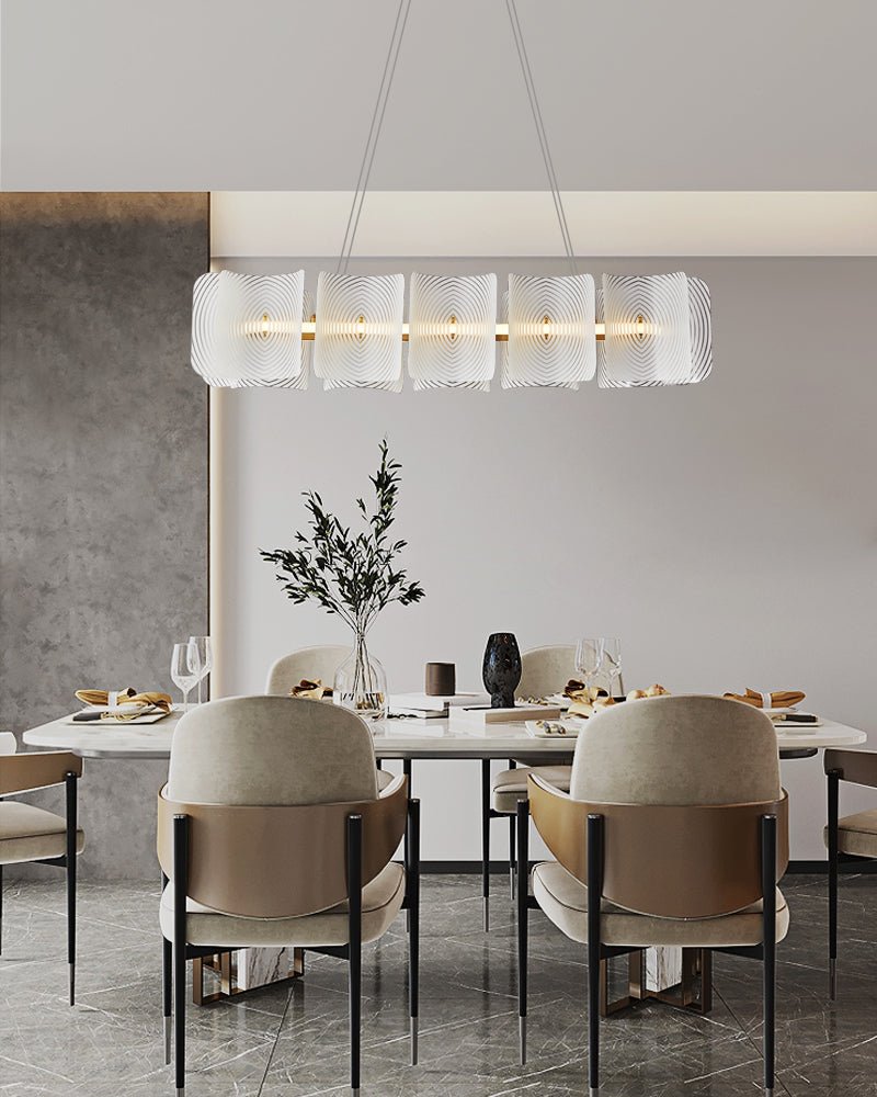 Helios Rectangular LED Pendant Light in Brass and Frosted Glass