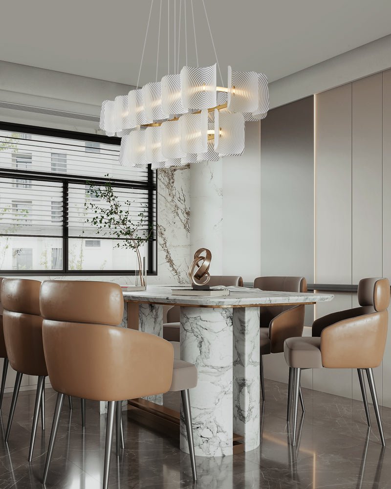 Helios Rectangular LED Pendant Light in Brass and Frosted Glass