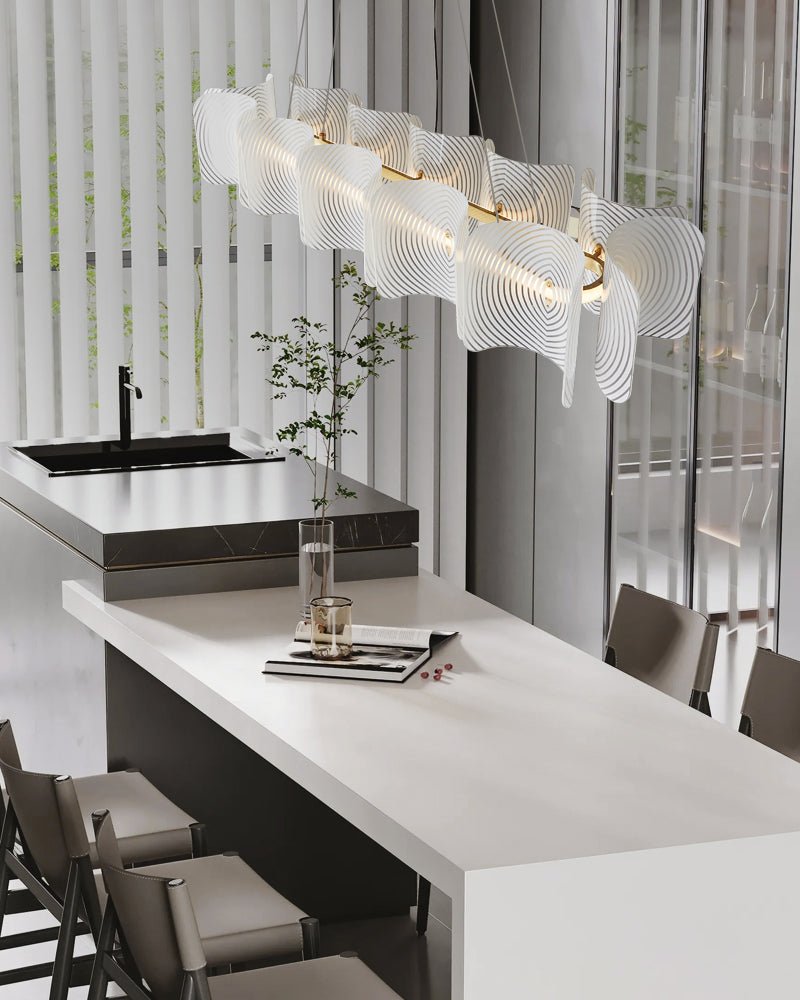 Helios Rectangular LED Pendant Light in Brass and Frosted Glass