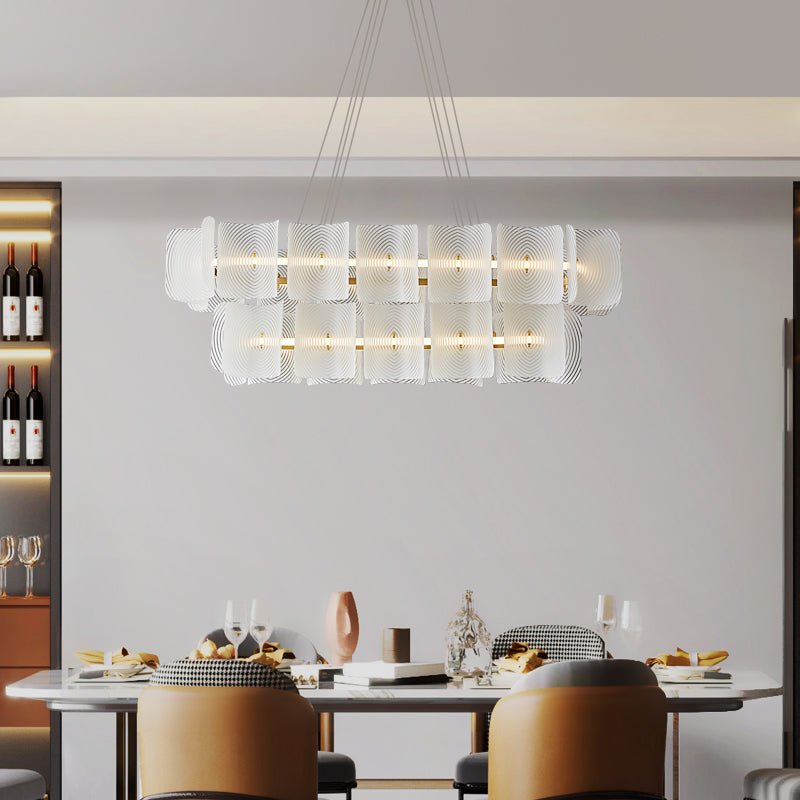 Helios Rectangular LED Pendant Light in Brass and Frosted Glass