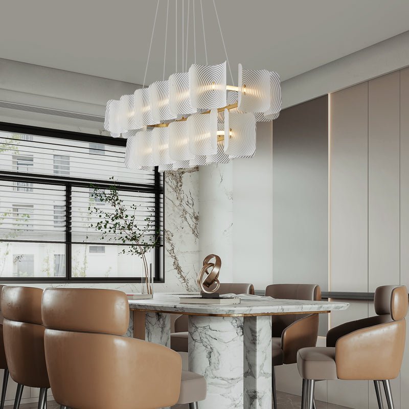 Helios Rectangular LED Pendant Light in Brass and Frosted Glass