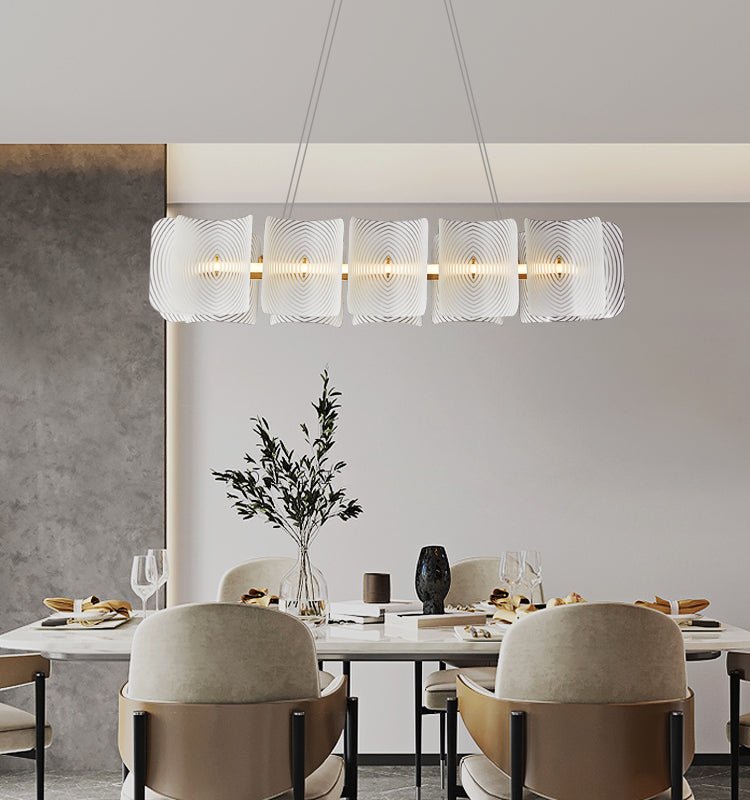 Helios Rectangular LED Pendant Light in Brass and Frosted Glass