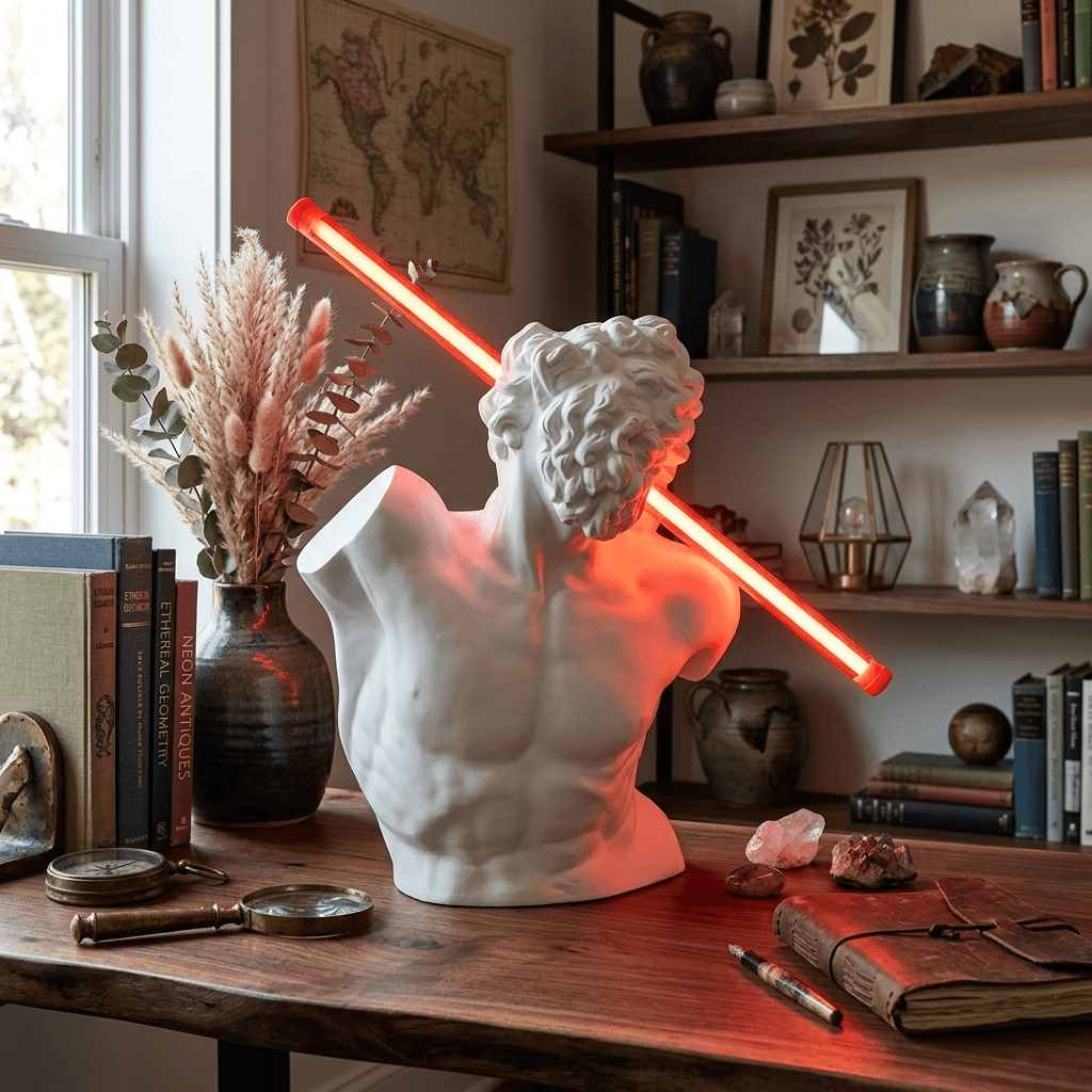 Helios Strike Sculpture Table Lamp with LED Light Rod