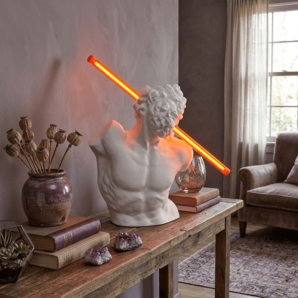 Helios Strike Sculpture Table Lamp with LED Light Rod