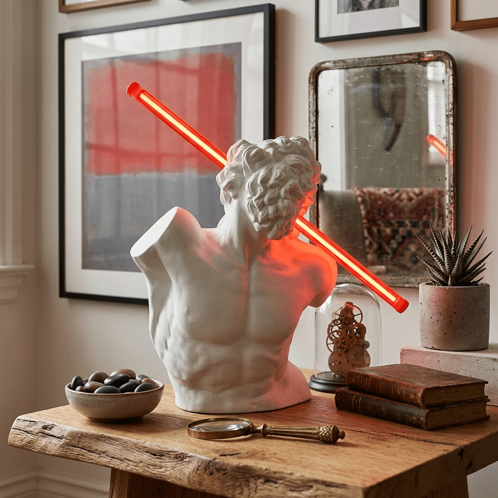 Helios Strike Sculpture Table Lamp with LED Light Rod