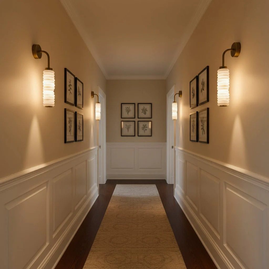 Helix Alabaster Wall Sconce in Bronze with Warm LED Light