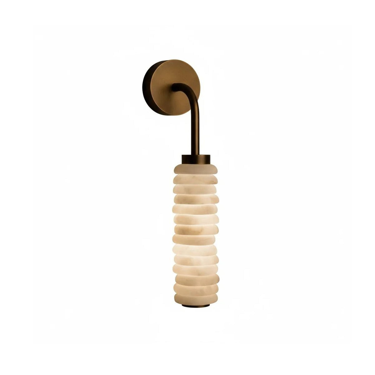 Helix Alabaster Wall Sconce in Bronze with Warm LED Light