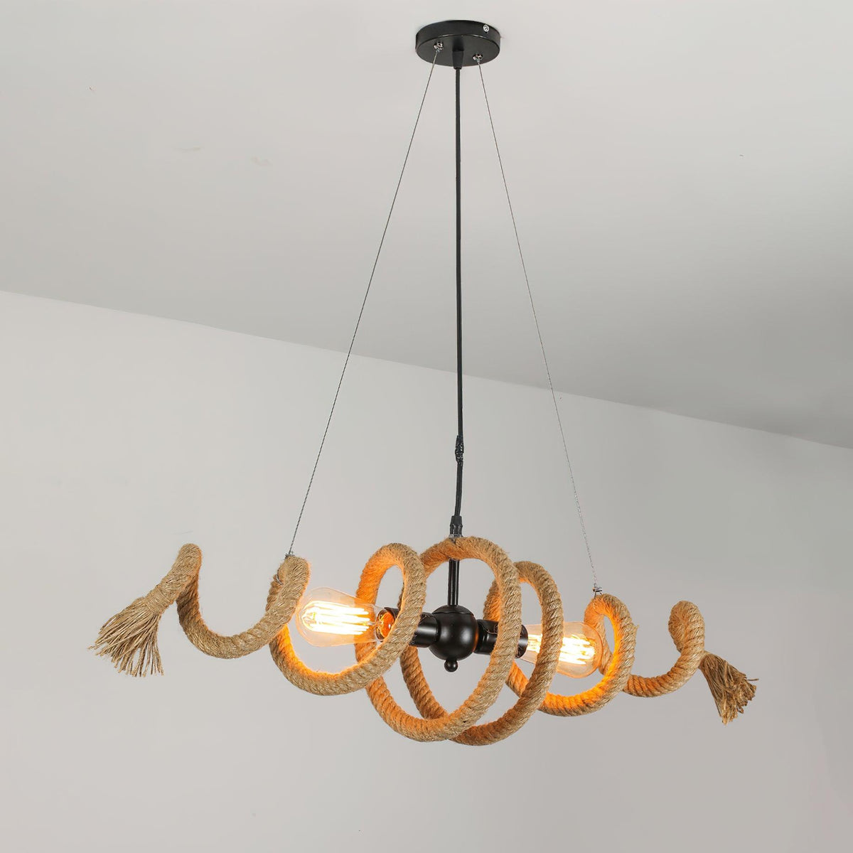 Artisan Hemp Rope Spiral Chandelier for Modern Interiors