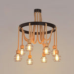 Industrial Starfall Chandelier with Hemp Rope Accents