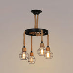 Industrial Starfall Chandelier with Hemp Rope Accents