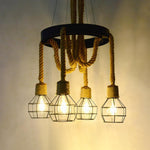 Industrial Starfall Chandelier with Hemp Rope Accents