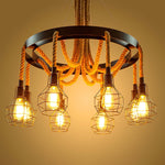 Industrial Starfall Chandelier with Hemp Rope Accents