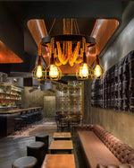 Industrial Starfall Chandelier with Hemp Rope Accents