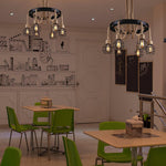 Industrial Starfall Chandelier with Hemp Rope Accents
