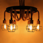 Industrial Starfall Chandelier with Hemp Rope Accents