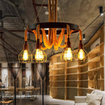 Industrial Starfall Chandelier with Hemp Rope Accents