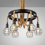 Industrial Starfall Chandelier with Hemp Rope Accents
