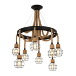 Industrial Starfall Chandelier with Hemp Rope Accents