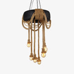 Industrial Hemp Rope Tire Chandelier with Edison Bulbs