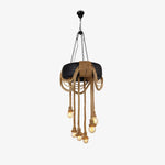 Industrial Hemp Rope Tire Chandelier with Edison Bulbs