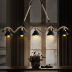 Industrial Wave Chandelier with Natural Hemp Rope – Modern Farmhouse Pendant Light