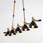 Industrial Wave Chandelier with Natural Hemp Rope – Modern Farmhouse Pendant Light