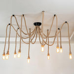 Artisan Hemp Rope Scattered Flower Chandelier for Rustic Interiors
