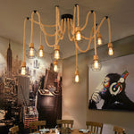 Artisan Hemp Rope Scattered Flower Chandelier for Rustic Interiors