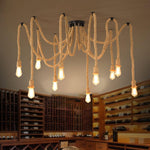 Artisan Hemp Rope Scattered Flower Chandelier for Rustic Interiors