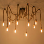 Artisan Hemp Rope Scattered Flower Chandelier for Rustic Interiors
