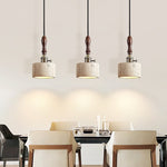 Heritage Stone Pendant Light in Travertine and Wood