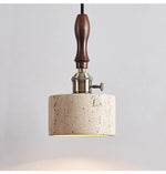 Heritage Stone Pendant Light in Travertine and Wood